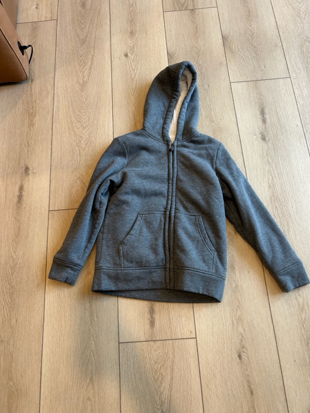 wonder nation unisex Kids Dark Gray Sherpa-Lined Zip Hoodie